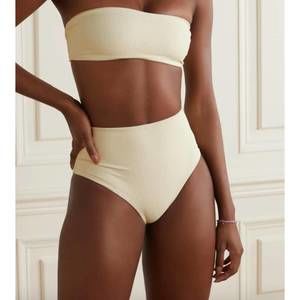NEW JADE SWIM women's all around bandeau top in ribbed ivory